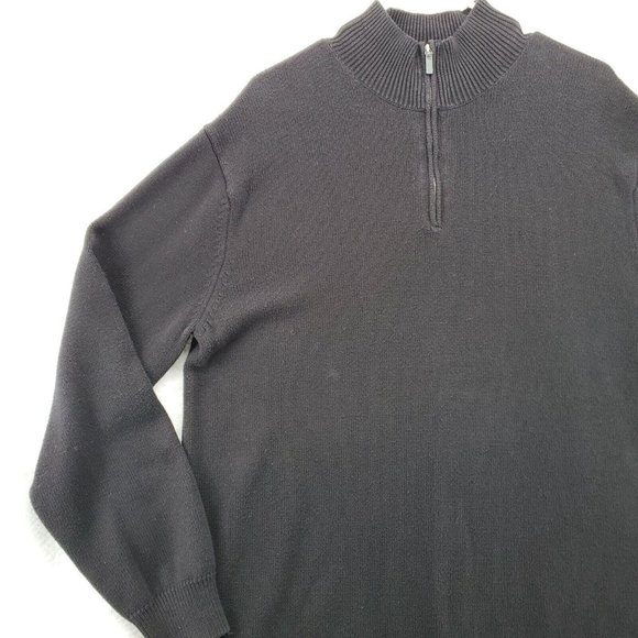 Perry Ellis Sweater Men's Long Sleeve 1/4 Zip Mock Neck Pullover Black XL - Picture 4 of 10
